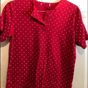 Ladies red polka dotted tank top